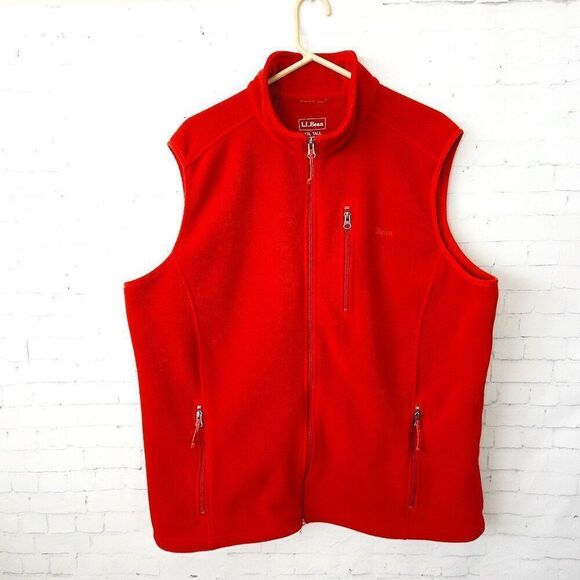 LL Bean Trail Model Polartec Fleece Vest Mens Size XXL Tall Orange Red 284629 - Picture 1 of 5